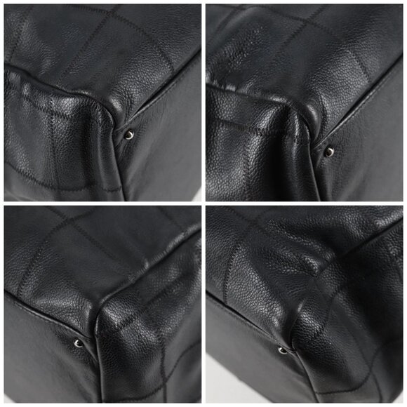 CHANEL Choco Bar Hand Bag Grained Calf Skin Black Silver gold - Picture 16 of 16